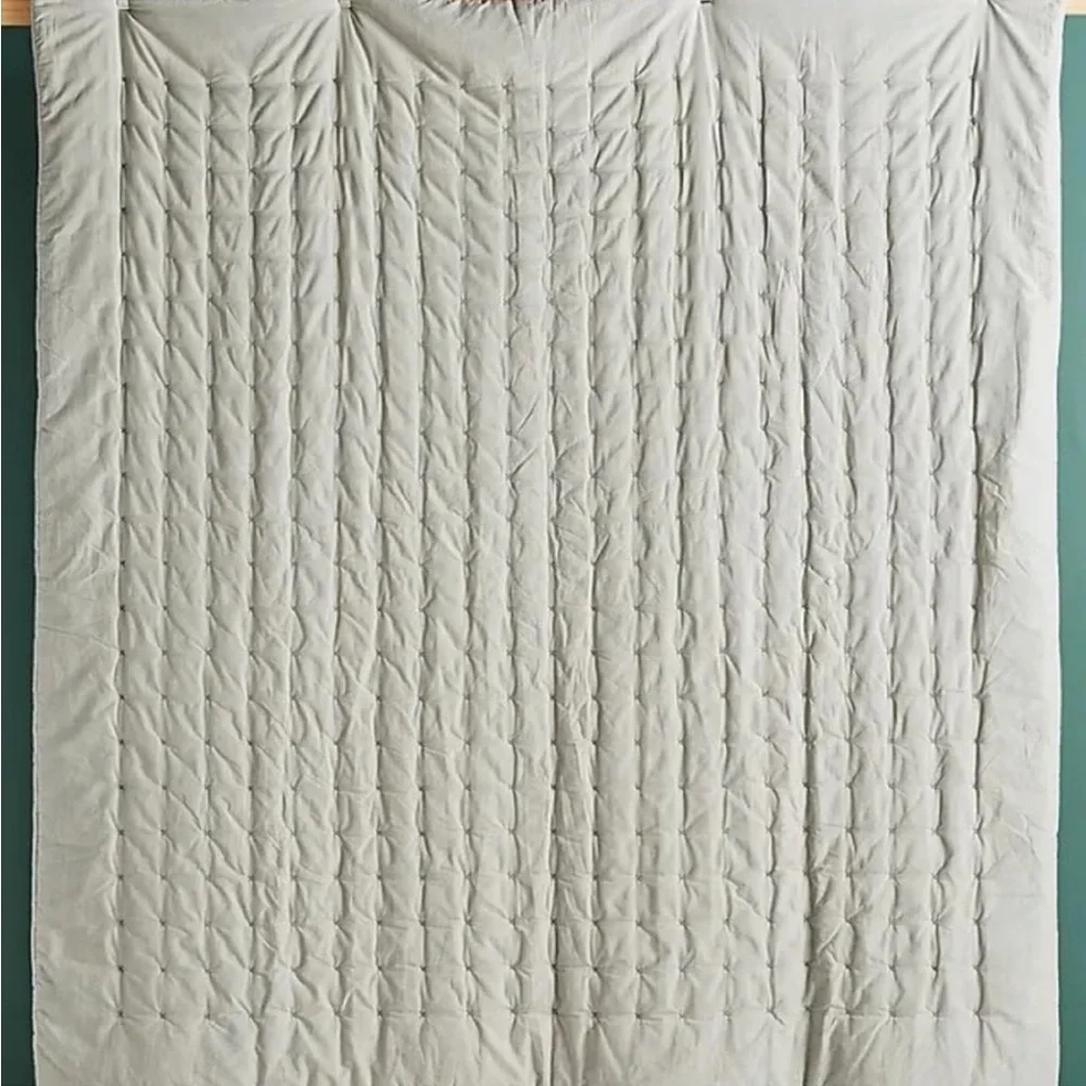 Anthropologie Velvet Emery Quilt Gray Quilt Queen NWT